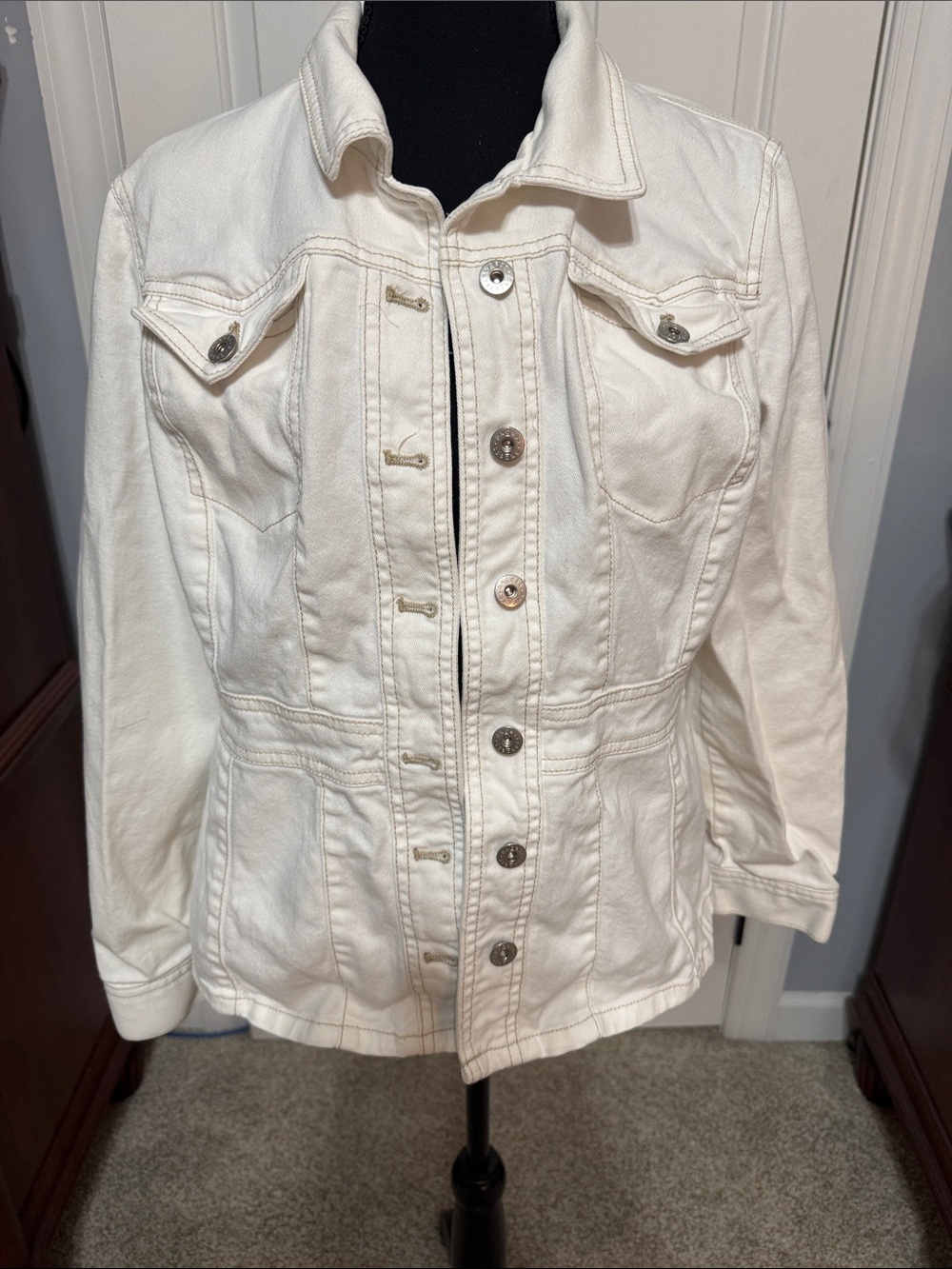 Women’s White Denim Jacket - Classic Button-Front